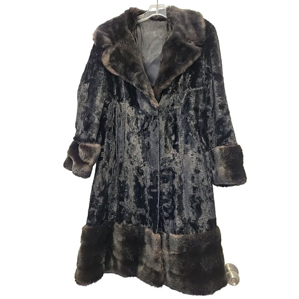 Vintage Rosewin Pennylane Coat Made In England Black Dark Brown Large